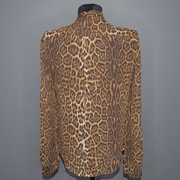 BCBGMaxAzria 100% Silk Anderson Leopard Print Semi Sheer Blouse Sz XS - Picture 4 of 7